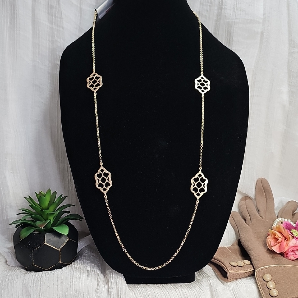 Apt.9 Elegant Gold 38" Necklace with Geometric Charms